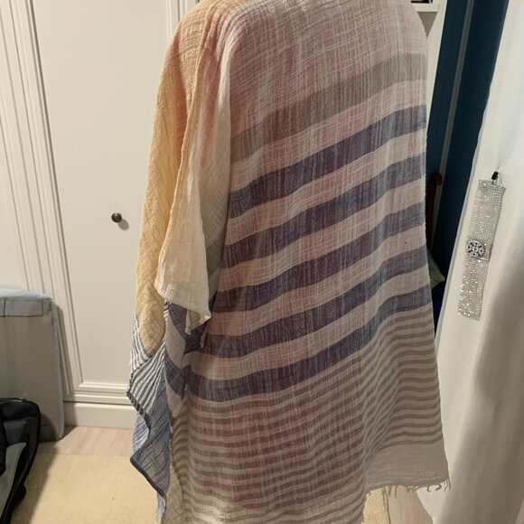 Blue/Tan Stripped Beach Cover-Up - Picture 3 of 7